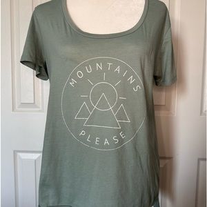 Republic MOUNTAINS PLEASE Short Sleeve Cotton T-shirt Size L Green